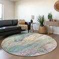 thumbnail image 1 of Addison Rugs Mayfield Washable Contemporary Watercolors Blue Round Rug, 8' x 8', 1 of 5