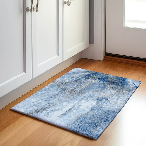 Addison Rugs Mayfield Washable Contemporary Watercolors Navy Rectangle Rug, 1'8" x 2'6"