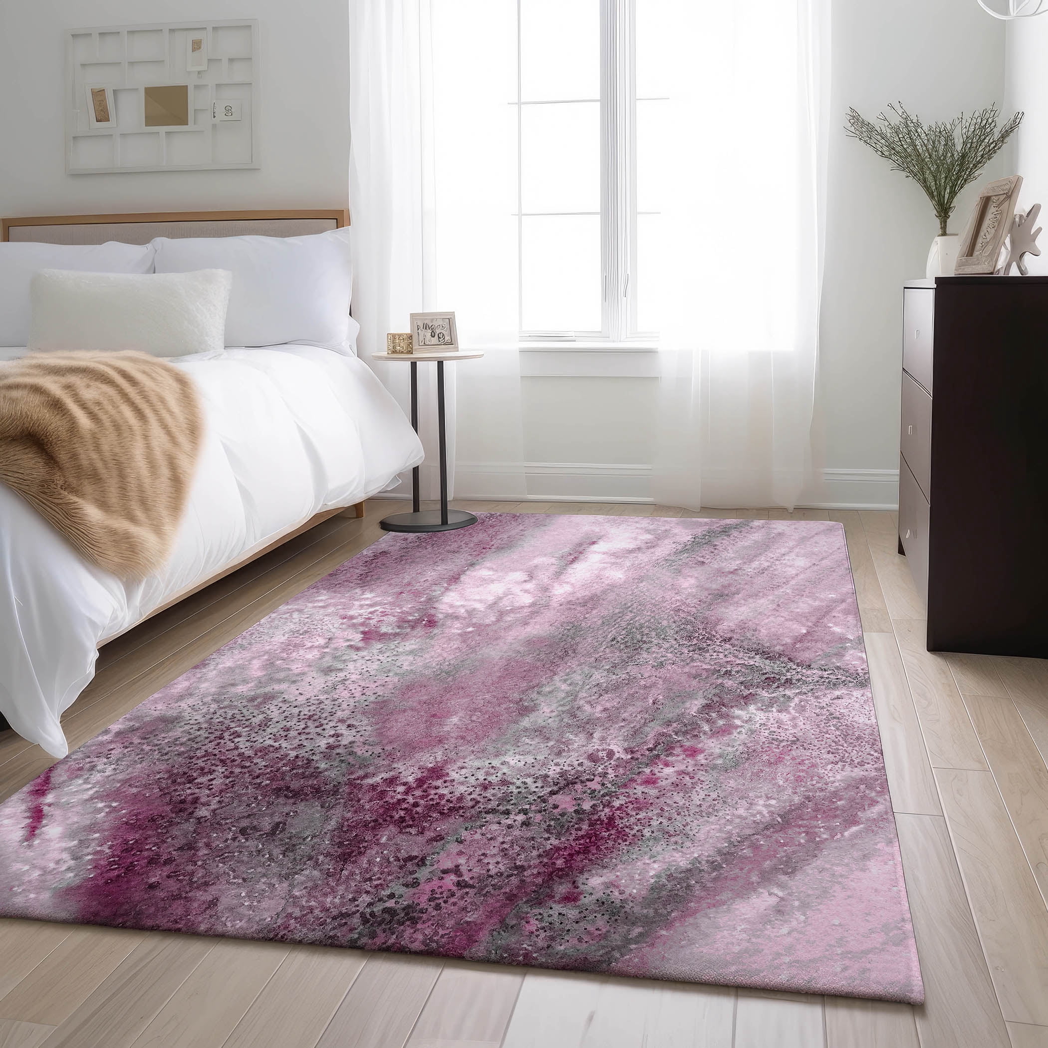 Addison Rugs Mayfield Washable Contemporary Watercolors Pink Rectangle ...