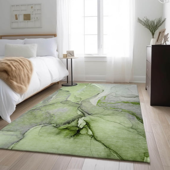 Addison Rugs Mayfield Washable Transitional Watercolors Green Rectangle Rug, 2'6" x 3'10"
