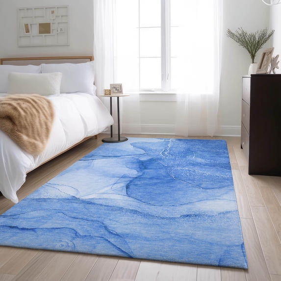 Addison Rugs Mayfield Washable Transitional Watercolors Blue Rectangle Rug, 3' x 5'