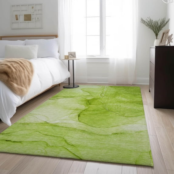 Addison Rugs Mayfield Washable Transitional Watercolors Green Rectangle Rug, 5' x 7'6"