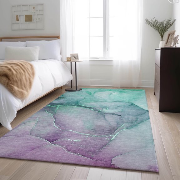 Addison Rugs Mayfield Washable Transitional Watercolors Aloe Rectangle Rug, 3' x 5'