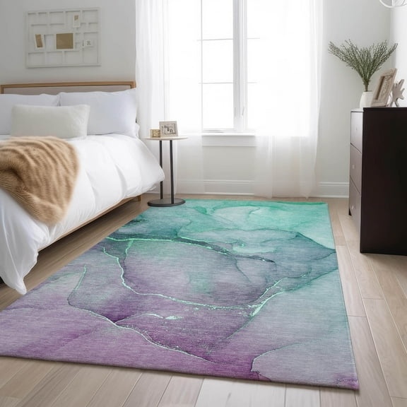 Addison Rugs Mayfield Washable Transitional Watercolors Aloe Rectangle Rug, 5' x 7'6"