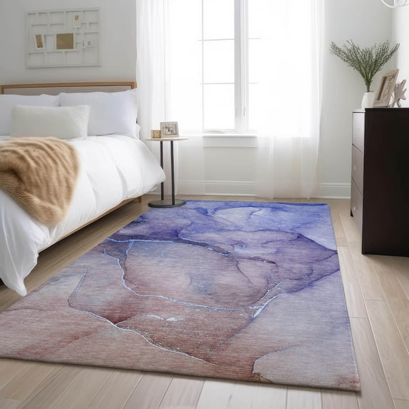 Addison Rugs Mayfield Washable Transitional Watercolors Navy Rectangle Rug, 2'6" x 3'10"