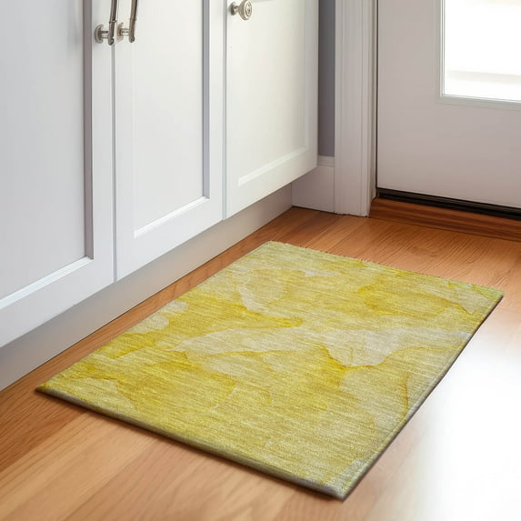 Addison Rugs Mayfield Washable Transitional Watercolors Gold Rectangle Rug, 1'8" x 2'6"