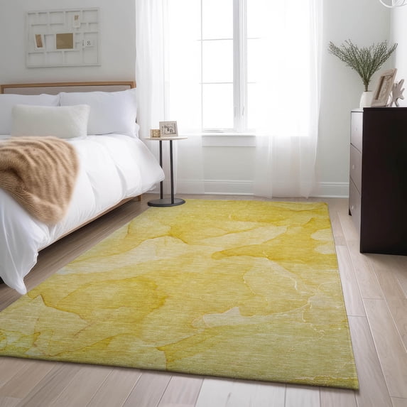 Addison Rugs Mayfield Washable Transitional Watercolors Gold Rectangle Rug, 8' x 10'