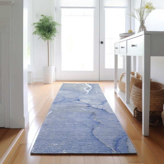 Addison Rugs Mayfield Washable Transitional Watercolors Blue Runner Rug, 2'3" x 7'6"