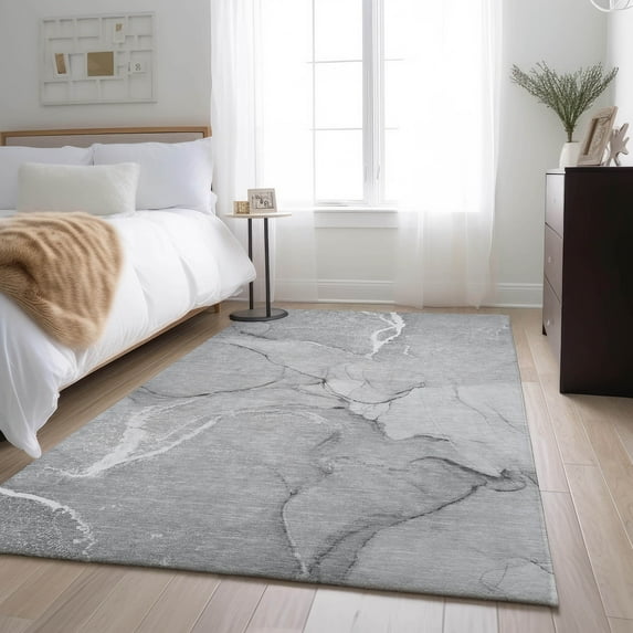 Addison Rugs Mayfield Washable Transitional Watercolors Gray Rectangle Rug, 3' x 5'