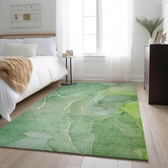 Addison Rugs Mayfield Washable Transitional Watercolors Green Rectangle Rug, 8' x 10'