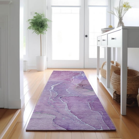 Addison Rugs Mayfield Washable Transitional Watercolors Purple Runner Rug, 2'3" x 7'6"