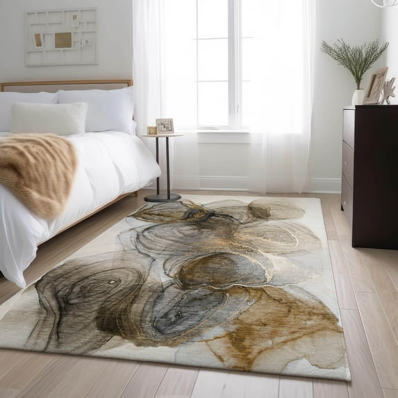 Addison Rugs Mayfield Washable Transitional Organic Brown Rectangle Rug, 5' x 7'6"