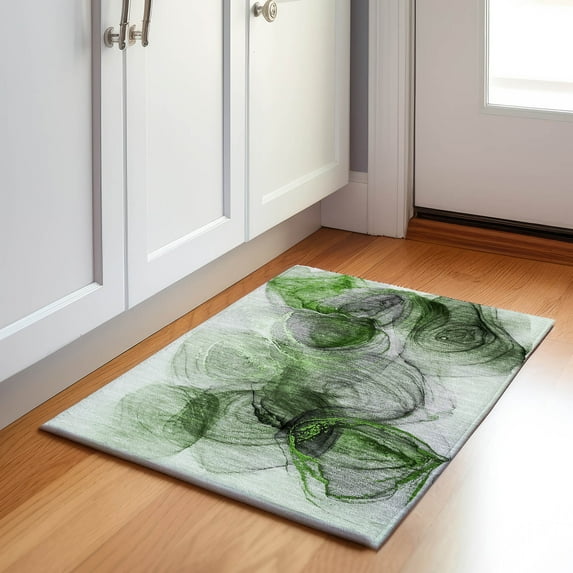 Addison Rugs Mayfield Washable Transitional Organic Olive Rectangle Rug, 1'8" x 2'6"