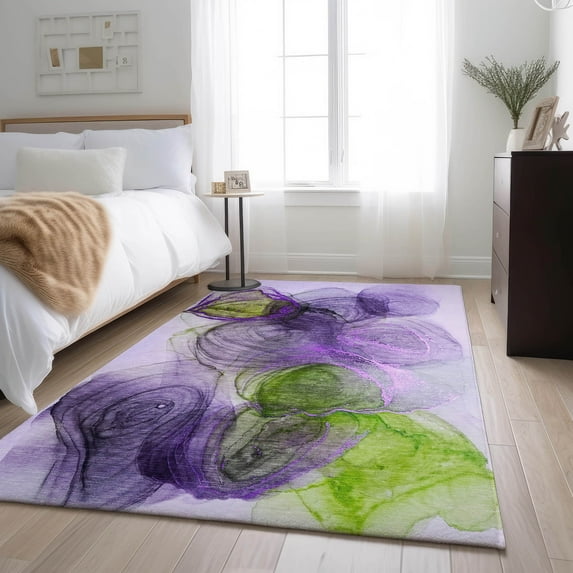 Addison Rugs Mayfield Washable Transitional Organic Purple Rectangle Rug, 3' x 5'