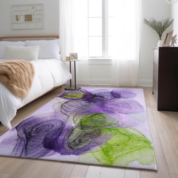 Addison Rugs Mayfield Washable Transitional Organic Purple Rectangle Rug, 5' x 7'6"