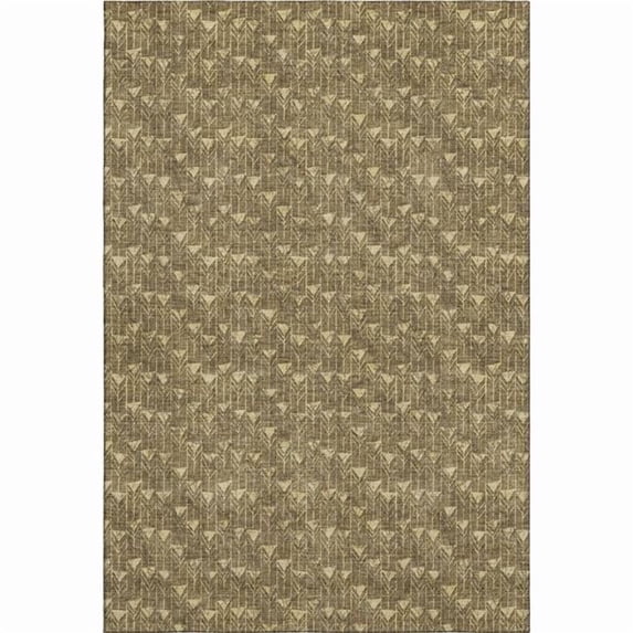 HomeRoots 647069 3 x 5 ft. Brown & Ivory Geometric Transitional Washable Machine Made Rectangle Area Rug with UV Protection