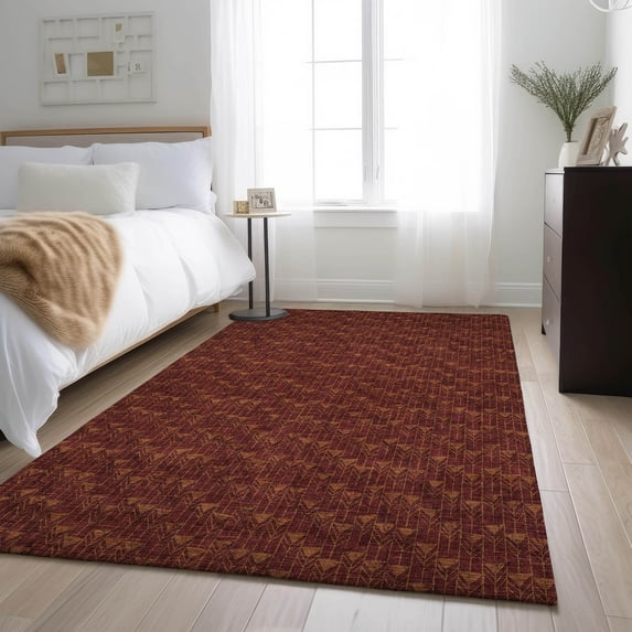 Addison Rugs Mayfield Washable Transitional Arrows Burgundy Rectangle Rug, 10' x 14'