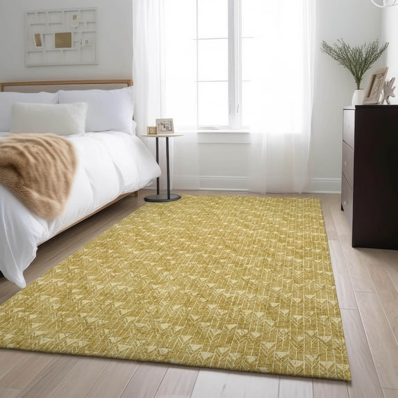 Addison Rugs Mayfield Washable Transitional Arrows Gold Rectangle Rug, 5' x 7'6"