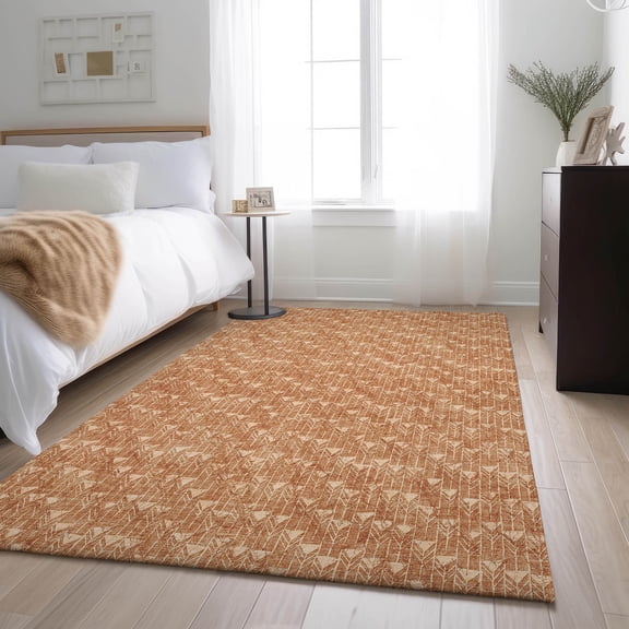 Addison Rugs Mayfield Washable Transitional Arrows Salmon Rectangle Rug, 5' x 7'6"