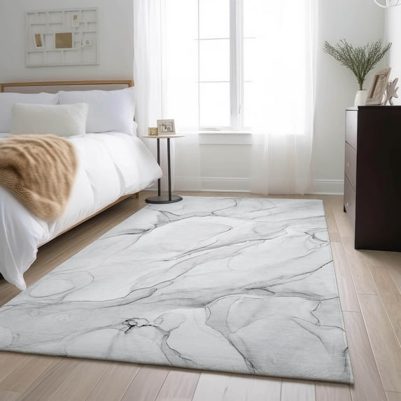 Addison Rugs Mayfield Washable Transitional Watercolors Gray Rectangle Rug, 10' x 14'