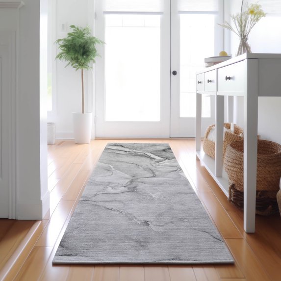 Addison Rugs Mayfield Washable Transitional Watercolors Gray Runner Rug, 2'3" x 7'6"