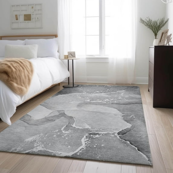 Addison Rugs Mayfield Washable Transitional Watercolors Gray Rectangle Rug, 10' x 14'