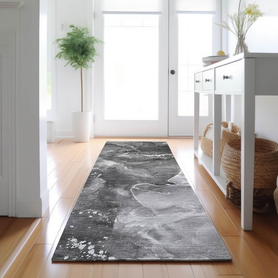 Addison Rugs Mayfield Washable Transitional Watercolors Gray Runner Rug, 2'3" x 7'6"