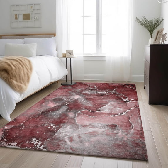 Addison Rugs Mayfield Washable Transitional Watercolors Merlot Rectangle Rug, 2'6" x 3'10"