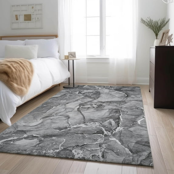Addison Rugs Mayfield Washable Transitional Watercolors Pewter Rectangle Rug, 3' x 5'