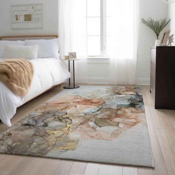 Addison Rugs Mayfield Washable Transitional Watercolors Beige Rectangle Rug, 8' x 10'