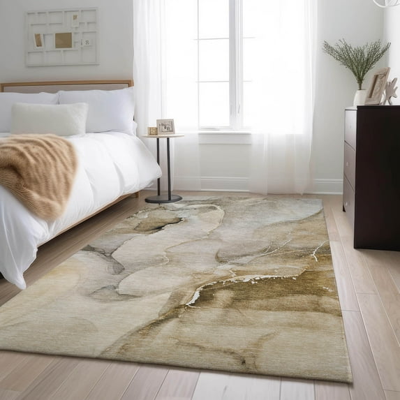 Addison Rugs Mayfield Washable Transitional Watercolors Beige Rectangle Rug, 10' x 14'