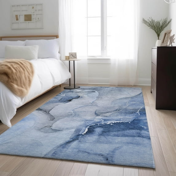 Addison Rugs Mayfield Washable Transitional Watercolors Blue Rectangle Rug, 2'6" x 3'10"
