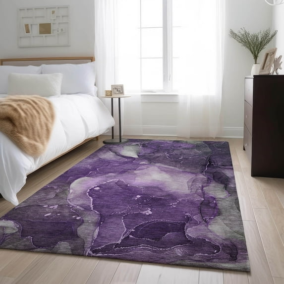 Addison Rugs Mayfield Washable Transitional Watercolors Purple Rectangle Rug, 2'6" x 3'10"