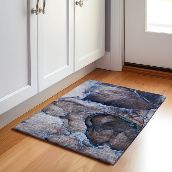 Addison Rugs Mayfield Washable Contemporary Watercolors Navy Rectangle Rug, 1'8" x 2'6"