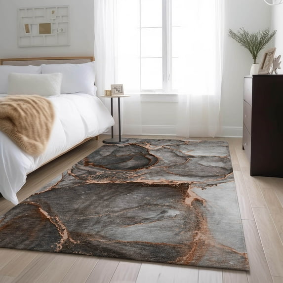 Addison Rugs Mayfield Washable Contemporary Watercolors Peach Rectangle Rug, 5' x 7'6"