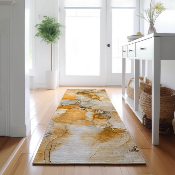 Addison Rugs Mayfield Washable Transitional Watercolors Orange Runner Rug, 2'3" x 7'6"