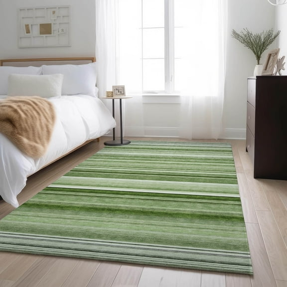 Addison Rugs Mayfield Washable Transitional Stripes Aloe Rectangle Rug, 10' x 14'