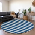 thumbnail image 1 of Addison Rugs Mayfield Washable Transitional Stripes Blue Round Rug, 8' x 8', 1 of 5
