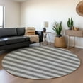 thumbnail image 1 of Addison Rugs Mayfield Washable Transitional Stripes Granite Round Rug, 8' x 8', 1 of 5