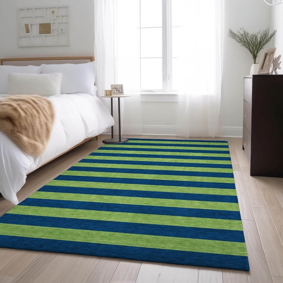 Addison Rugs Mayfield Washable Transitional Stripes Navy Rectangle Rug, 5' x 7'6"
