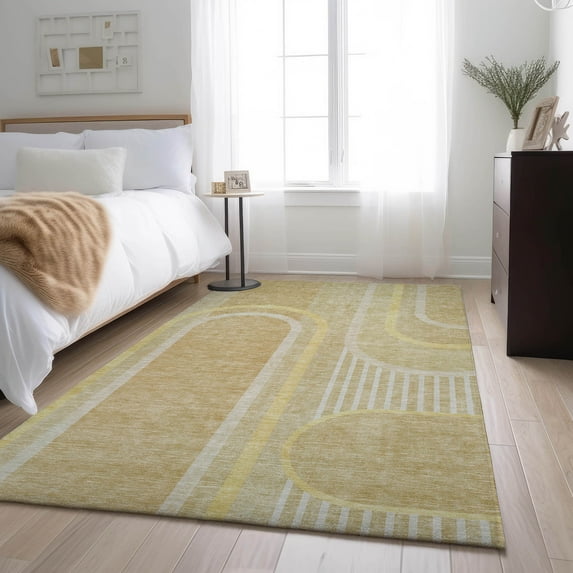 Addison Rugs Mayfield Washable Transitional Art Deco Beige Rectangle Rug, 10' x 14'