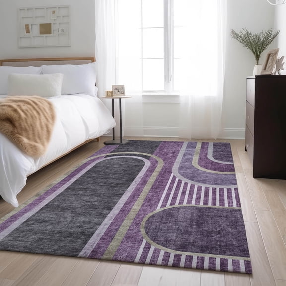 Addison Rugs Mayfield Washable Transitional Art Deco Purple Rectangle Rug, 2'6" x 3'10"