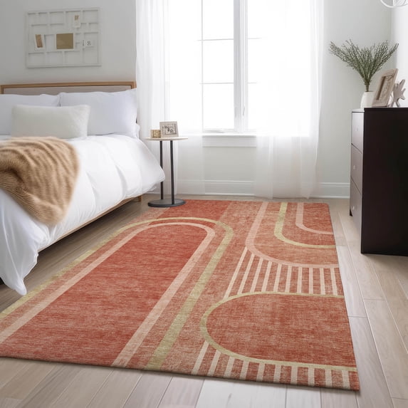 Addison Rugs Mayfield Washable Transitional Art Deco Salmon Rectangle Rug, 2'6" x 3'10"