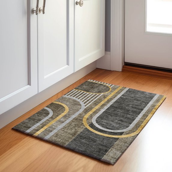 Addison Rugs Mayfield Washable Transitional Art Deco Taupe Rectangle Rug, 1'8" x 2'6"