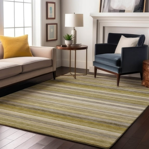 Addison Rugs Mayfield Washable Transitional Stripes Wheat Rectangle Rug, 8' x 10'