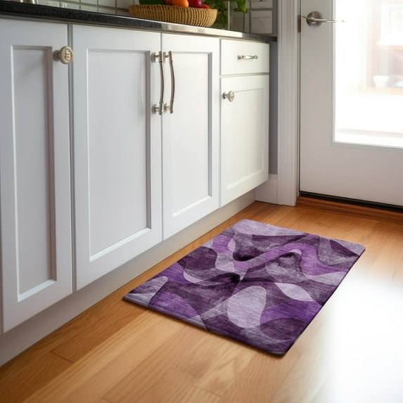 Addison Rugs Mayfield Washable Contemporary Abstract Purple Rectangle Rug, 1'8" x 2'6"