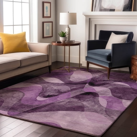 Addison Rugs Mayfield Washable Contemporary Abstract Purple Rectangle Rug, 5' x 7'6"