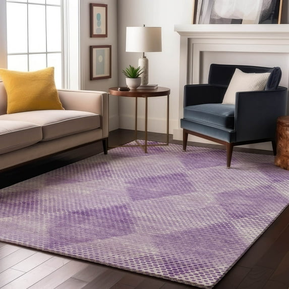 Addison Rugs Mayfield Washable Transitional Geometric Lavender Rectangle Rug, 8' x 10'