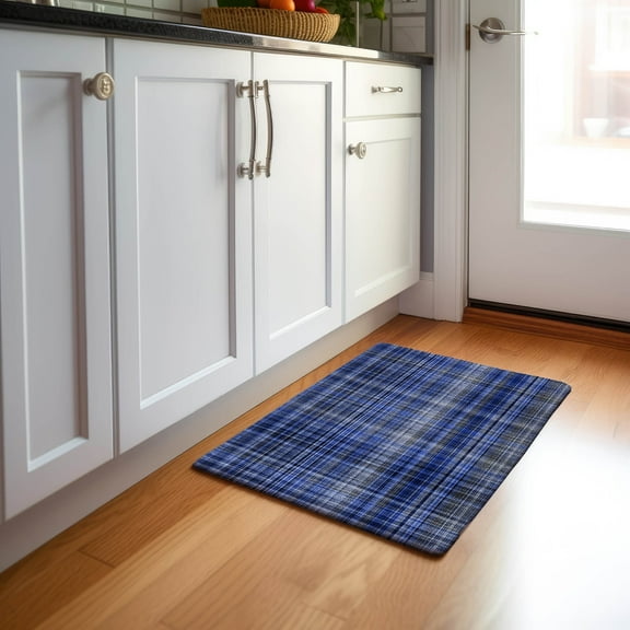 Addison Rugs Mayfield Washable Transitional Plaid Navy Rectangle Rug, 1'8" x 2'6"
