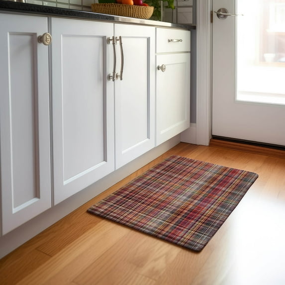 Addison Rugs Mayfield Washable Transitional Plaid Red Rectangle Rug, 1'8" x 2'6"